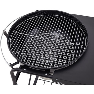 Portable Charcoal BBQ Grill with Tabletop and Shelves - Black by Livingandhome