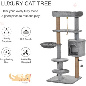 PawHut Cat Tree Tower with Scratching Post - Grey by PawHut