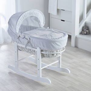 White Teddy Wash Day White Wicker Moses Basket - White by Kinder Valley