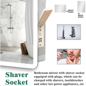 LED Bathroom Mirrors with Socket Bluetooth Dimmable 3 Colours by AicaBathroom