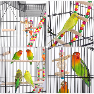 Metal Large Roof Top Bird Cage with Swing - Black by Yaheetech