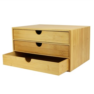 Bamboo Desktop 3 Drawer Organiser - Wide Opening - Brown by Maison & White
