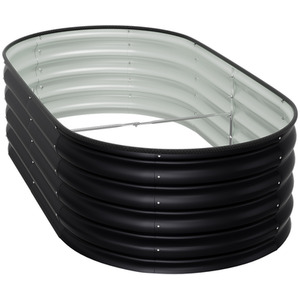 Silver Galvanized Steel Oval Raised Garden Bed by Livingandhome