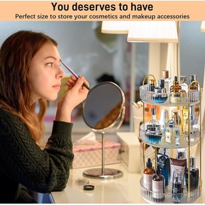 Makeup Organiser Rotating Cosmetic Stand Box - White