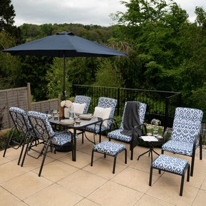 Reclining Garden Dining And Leisure Furniture Set - Blue by Hectare