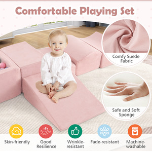 5-Piece Climb and Crawl Playset - Pink by Costway