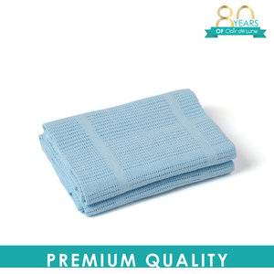 Soft Cotton Cellular Pram Blanket - Blue by Clair de Lune