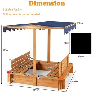 Kids Play Station Sandbox - Brown by Costway