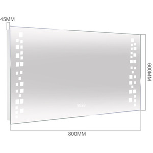 LED Bathroom Mirror with Clock - Silver / Wall Mirror Bathroom Mirror by Livingandhome