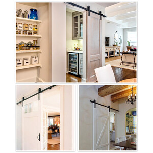 Barn Door Sliding Hardware Track Set Kit - Black by Yaheetech