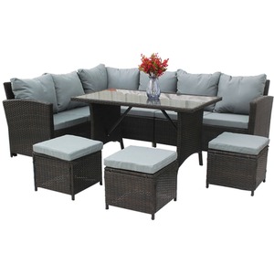 BIRCHTREE Rattan Garden Furniture Patio Set - Brown by BIRCHTREE