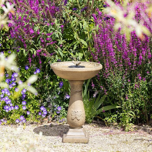 Butterfly Brook Solar Bird Bath with Lights - Yellow by Primrose