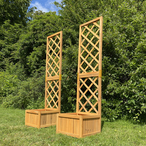 Wooden Garden Planter with Trellis - Tan / 2 by Selections