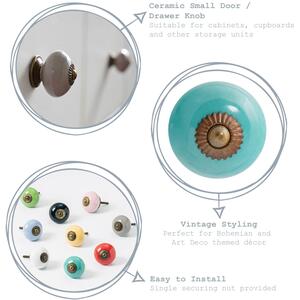 Round Ceramic Cabinet Knobs Pack of 6 White - White by Nicola Spring