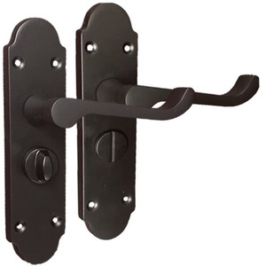 Epsom Door Handle Bathroom Privacy Lock Victorian Scroll - Matt Black - Black by Betley Butterfly