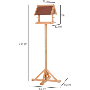 PawHut Wooden Bird Feeder with Freestanding Cross shaped Support Feet - Natural by PawHut