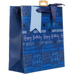 Pack of 4 Navy Birthday Medium Gift Bags - Navy
