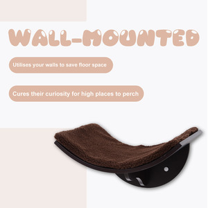Pawhut Wood Cat Shelve Wall Mounted Shelter Curved Kitten Bed - Brown by Pawhut