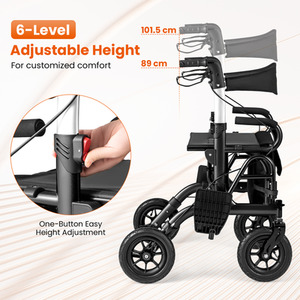 2-in-1 Foldable Rolling Walker Wheelchair Combo by Costway