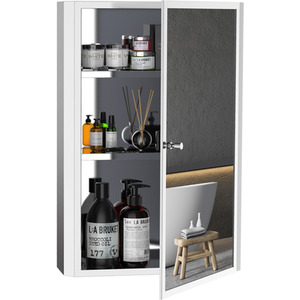 HOMCOM Stainless Steel Wall mounted Bathroom Mirror Cabinet - Silver by HOMCOM