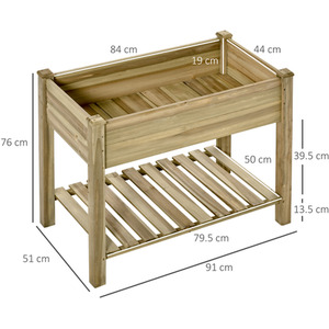 Outsunny Raised Garden Bed with Legs and Storage Shelf - Green by Outsunny