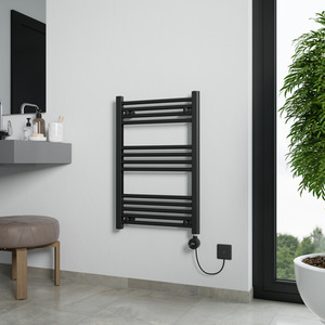 Grace Electric Designer Towel Radiator - BLACK / 50cm by Agadon