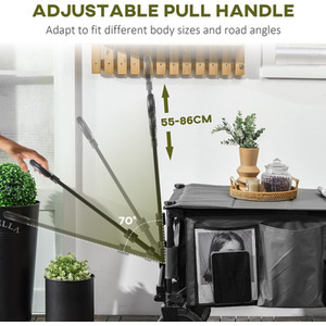 Outsunny Folding Garden Trolley on Wheels Trolley Utility Wagon - Grey by Outsunny