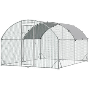 PawHut Walk In Pet Run Small Animals Playpen for Hen - Silver / 380cm by PawHut