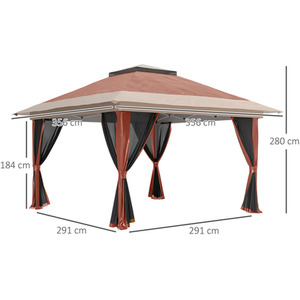 Outsunny 3.6 x 3.6m Pop Up Gazebo with Mesh Sides and Sand Bags - Brown by Outsunny