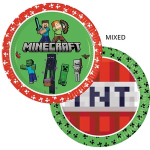 Pack of 8 Minecraft Paper Plates - Green