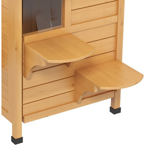 2 Story Indoor or Outdoor Cat House With Escape Door, Cat Shelter - Brown by PawHut