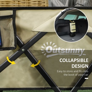 Outsunny 180L Folding Trolley on Wheels with Extendable Side Walls by Outsunny