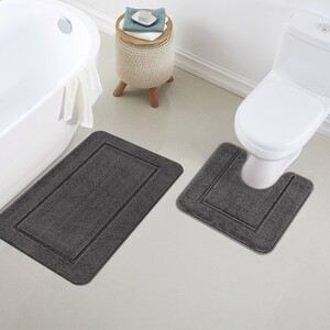 Chelsea 2 Piece Bath Mat Set - Dark Grey