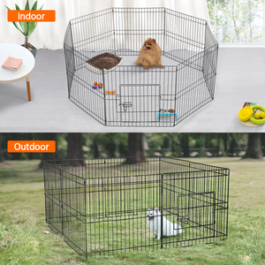 8 Panel Foldable Dog Playpen - Black / 61cm by Yaheetech