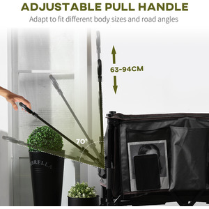 Outsunny Folding Garden Trolley on Wheels Camping Trolley - Grey by Outsunny