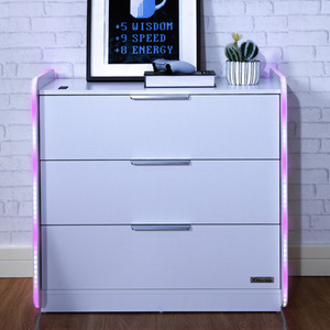 X Rocker Electra Chest of 3 Drawer Chest with App Controlled LED - BLACK by X Rocker