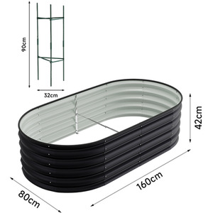 Silver Galvanized Steel Oval Raised Garden Bed by Livingandhome