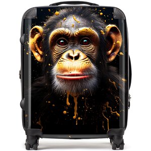 Splashart Cheeky Chimp Face Suitcase - Orange / 95l by Warren Reed - Designer