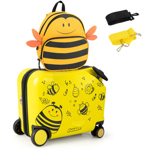 Kids Ride-on Hardshell Suitcase Backpack - Yellow by Costway