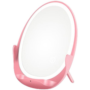 2-in-1 Wireless Charger LED Beauty Mirror - Pink
