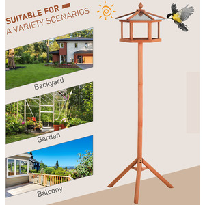 PawHut Wooden Bird Table Garden Feeding Station for Outdoor Use - Natural by Pawhut