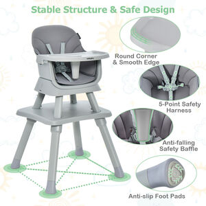 6-in-1 Infant Feeding Chair - Grey by Costway