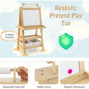 Children's Double-Sided Art Easel with Paper Roll by Costway