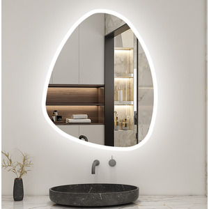 Asymmetrical LED Bathroom Mirror Dimmable Anti-Fog - White by AicaBathroom
