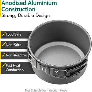 Camping Cookware 16Pc Set 2 Person with Kettle - Black by Trail