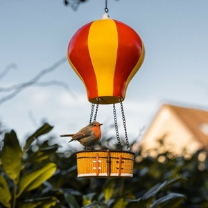 Hanging Hot Air Balloon Bird Feeder - Red,Yellow by Garden Mile