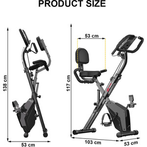 3 In 1 Folding Exercise Bike with 8-Level Adjustable Resistance - Black