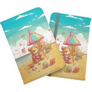 Lucky Teddy Bear On A Beach Holiday Passport Cover - Yellow by Warren Reed - Designer
