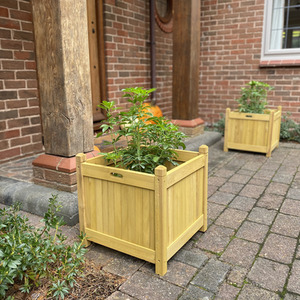Square Wooden Planters in Tan (Set of 2) - Tan by Selections