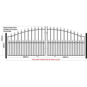 Saxon Arched Spear Top Double Metal Driveway Gate by Burbage Iron Craft